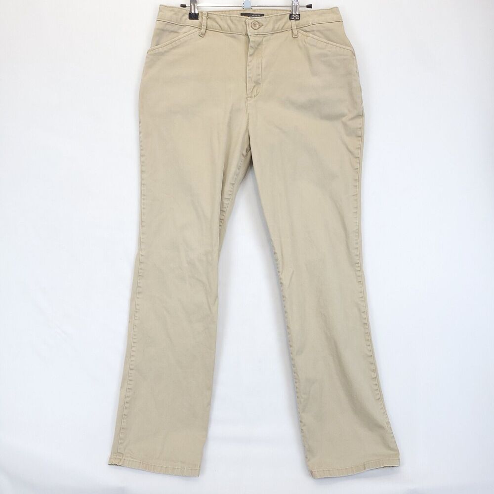 Lee Chino Pants Relax Fit Straight Leg Women 12 Mid Rise Beige Workwear Uniform‎